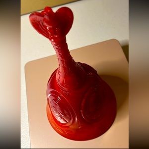 Fenton Art Glass Red Slag Glass Bi-Centennial Bell Eagle Handle ID-9